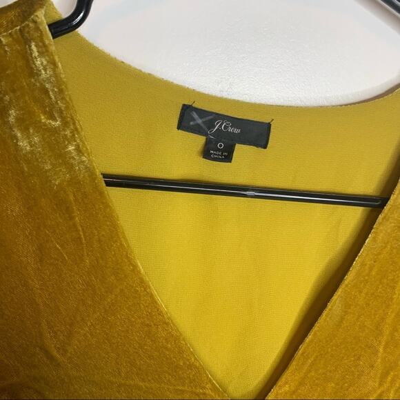 J. Crew Gold Crushed Velvet Faux Side Wrap Blouse Size 0 - Picture 5 of 11